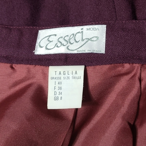 Vintage Esseci 100% Wool Pencil Skirt Womens Pleated Skirt Size 6 Made in Italy - Picture 8 of 10